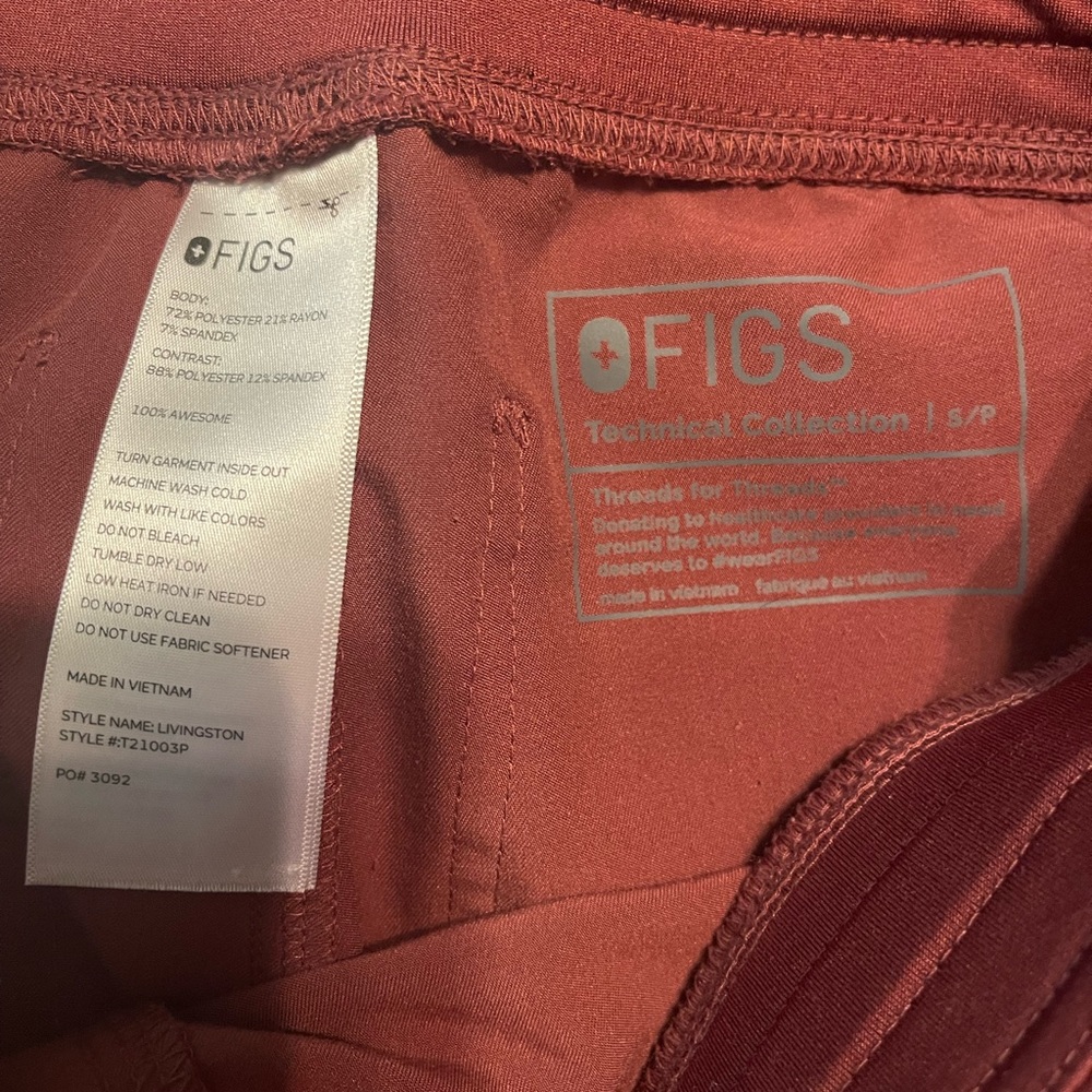 FIGS dark cherry Livingston small petite scrub bottoms